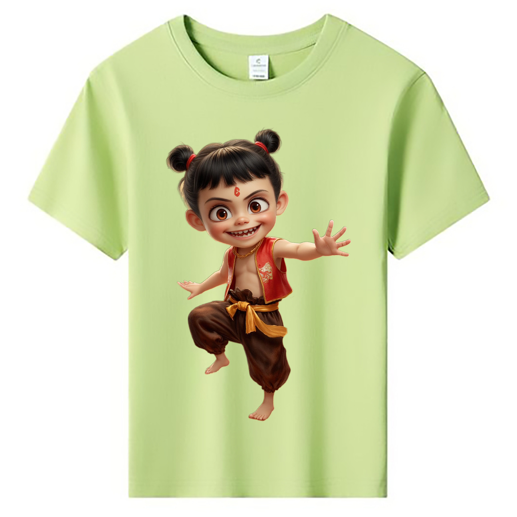 （画像用） Ne Zha 2 ナタ 魔童の大暴れ 綿100％キッズTシャツ（フロントプリント）